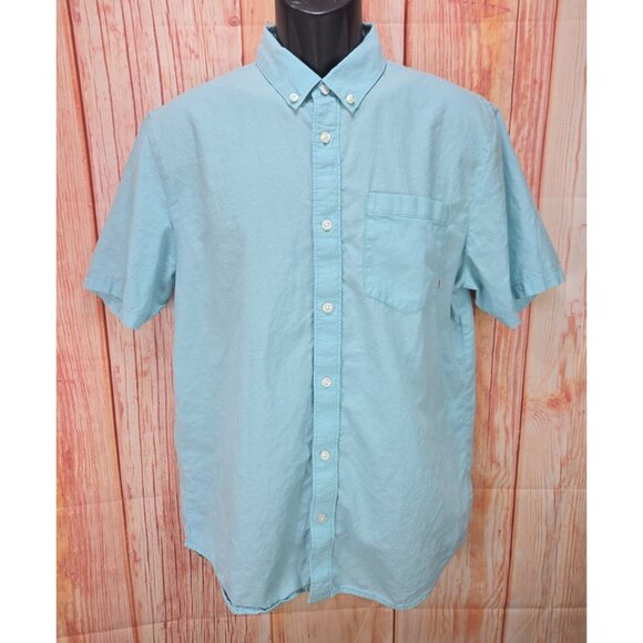 Vans Mens Short Sleeve Button-Up Shirt Blue Medium - Picture 1 of 9